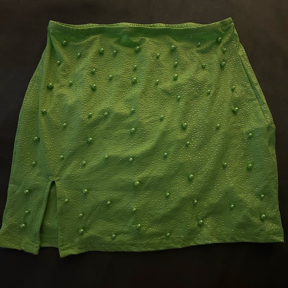 neon brat Green pearl sparkly mini Skirt
